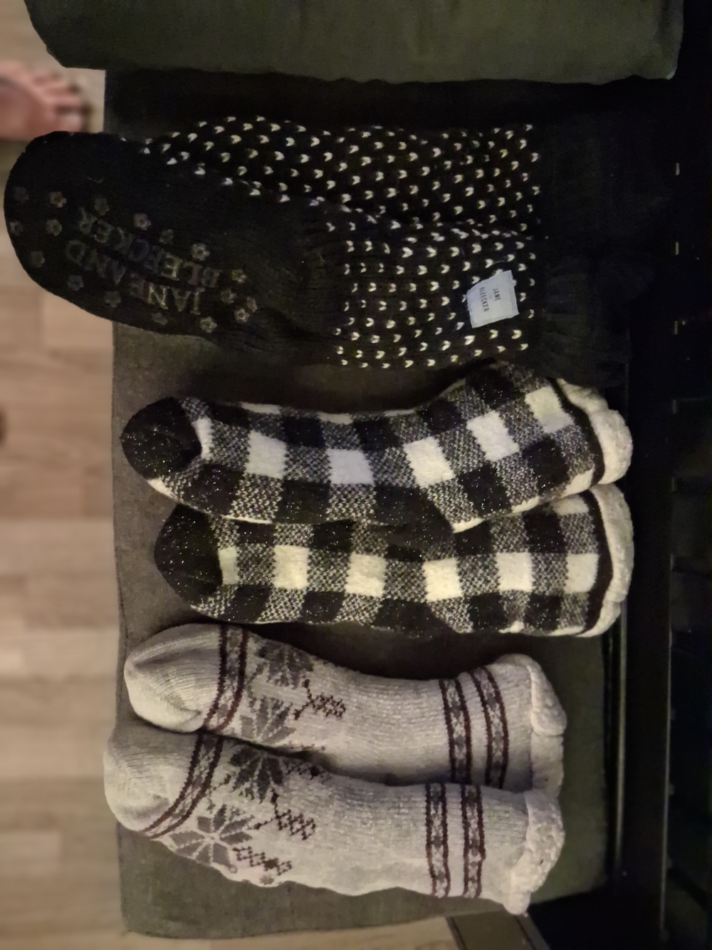Cozy Black & White and Gray Slipper Socks Trio
